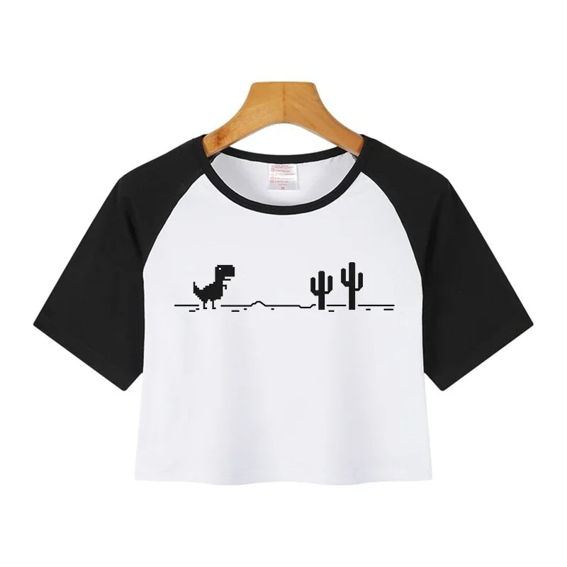 Casual Crop Tops Funny Graphic T-shirt