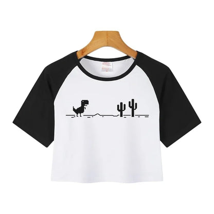 Casual Crop Tops Funny Graphic T-shirt