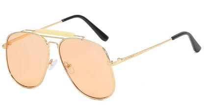 Metal Frame Pilot Luxury Square Oversize Sunglasses