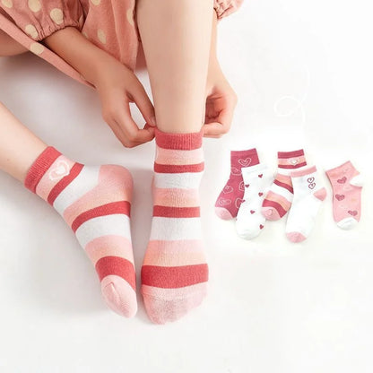 5Pairs/lot Girls Cotton Strawberry Cute Socks
