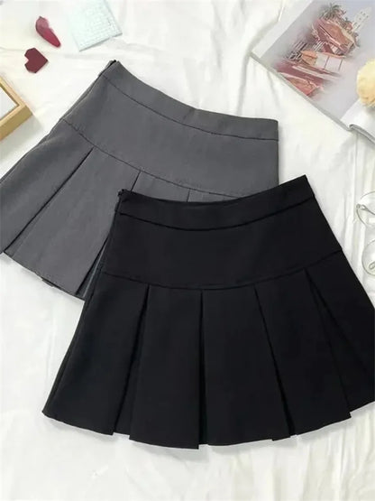 Falda coreana plisada gris