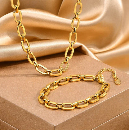 Chunky Gold Stainless Steel Jewelry Necklace
