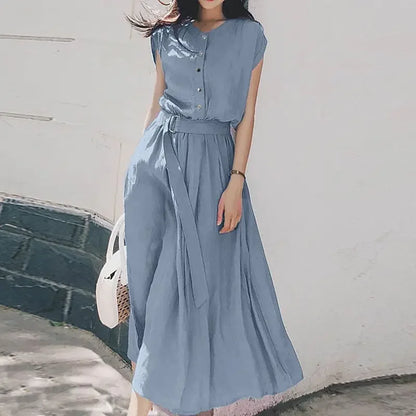 Short Sleeve Casual Mid-calf Dress