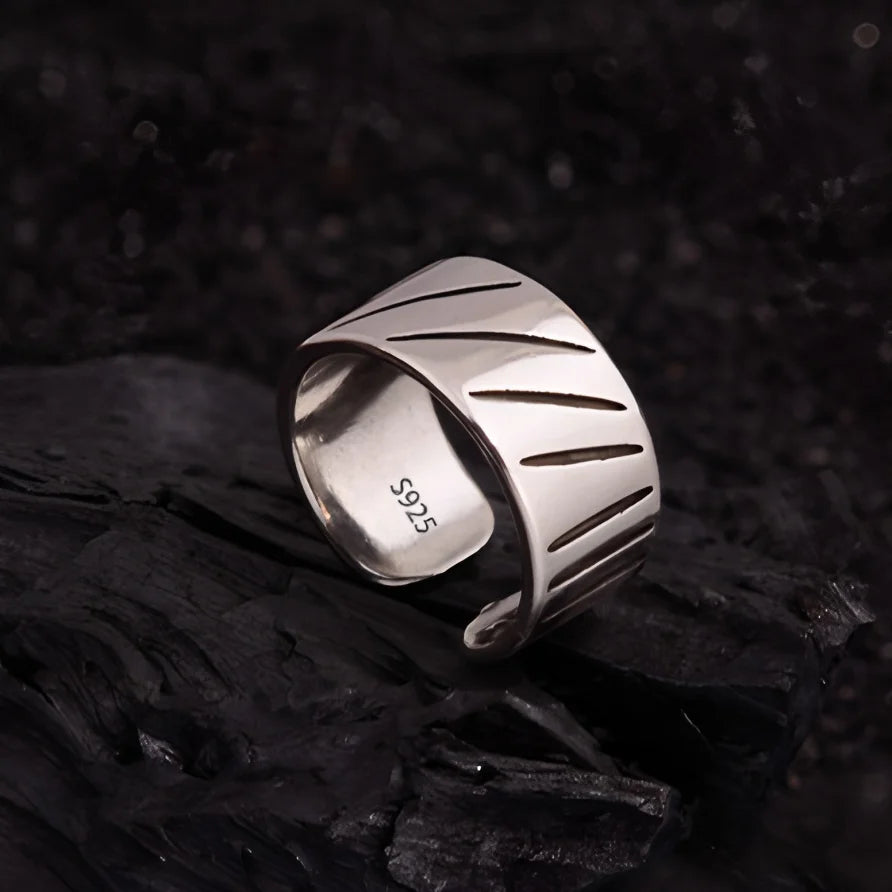925 Sterling Silver Retro Geometric Asymmetric Rings