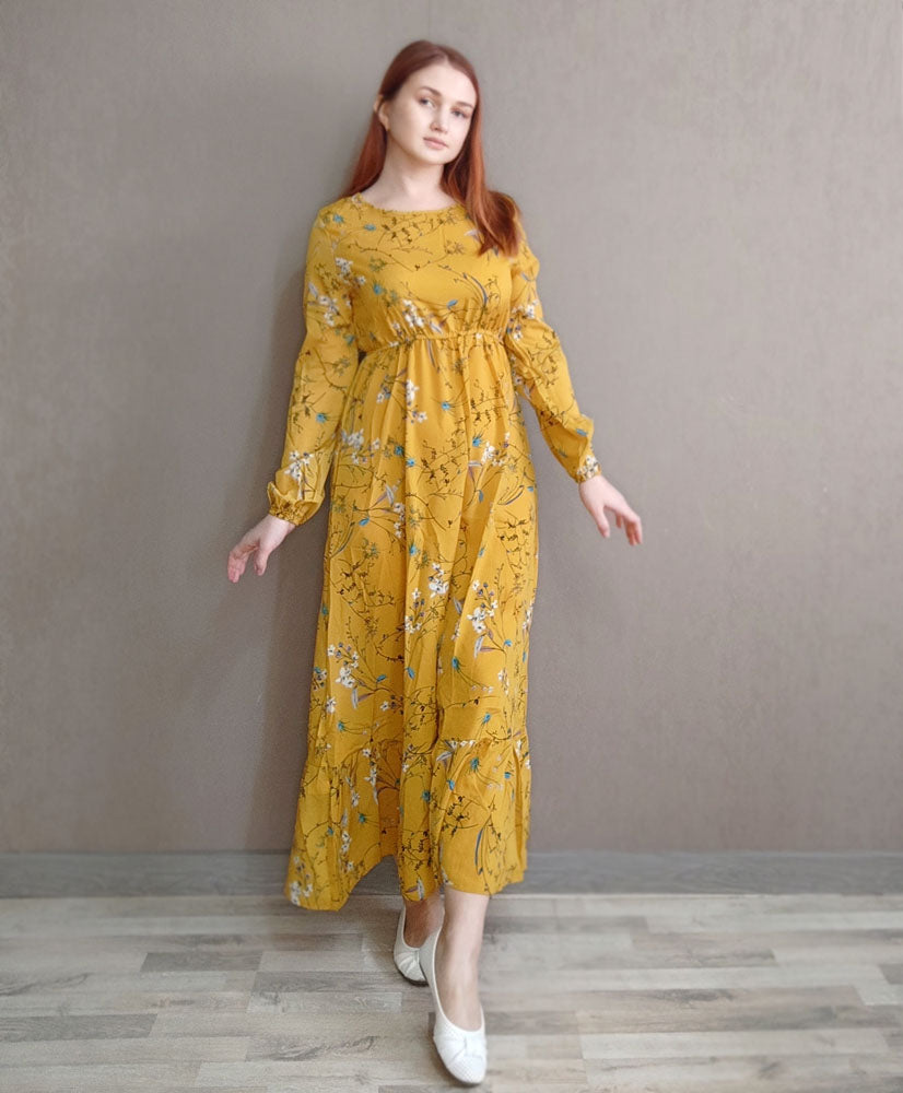 Maxi Casual Full Sleeve Floral Printed Dress