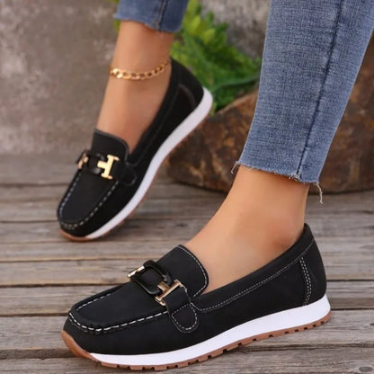 Buckle Low-top Casual Vulcanized Flat Shoes