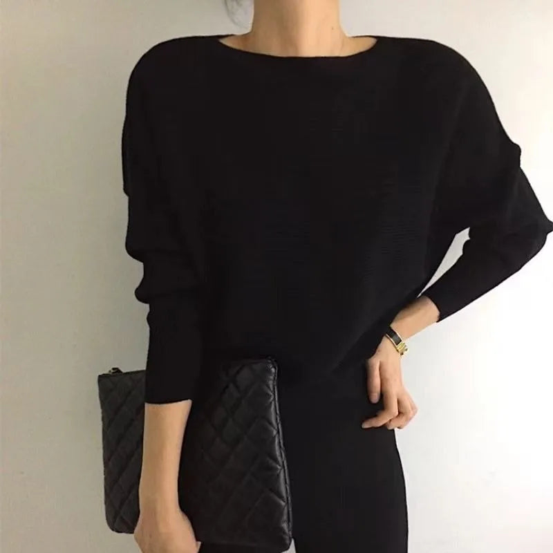 suéter grueso de manga murciélago