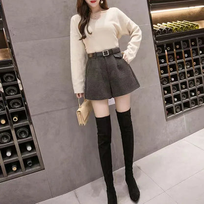 Woolen Loose High-Waisted Thick Boots Pants