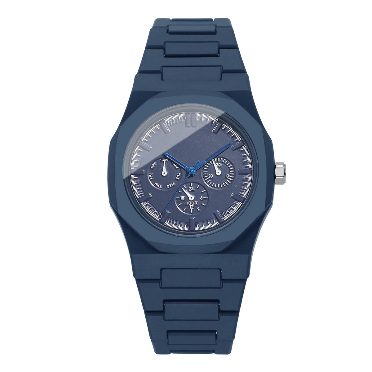Imitation Three-eyes Dial Quartz Plastic  Band Watch