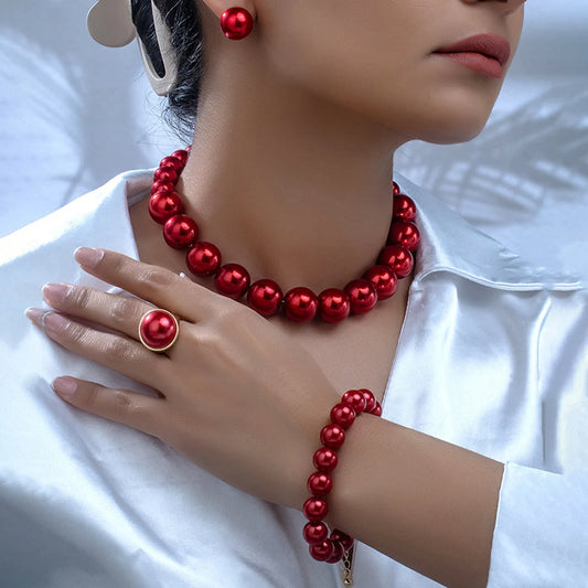 Large pearl necklaces jewelry sets