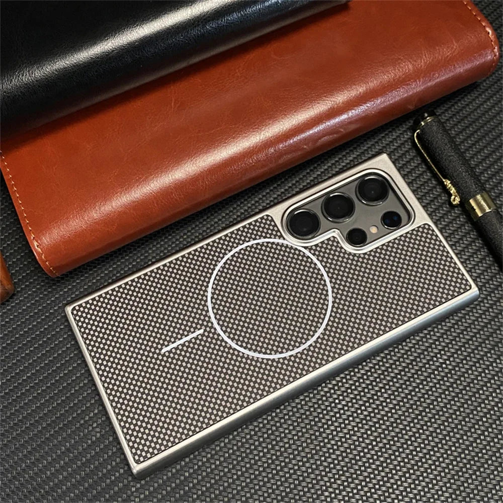Luxury Carbon Fiber Samsung Magnetic Case Cover