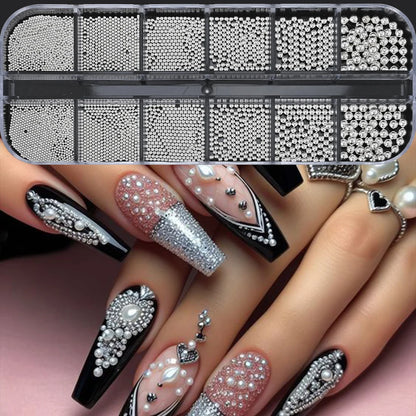 12Grids Mixed Mini Christmas Gems Nail Charms