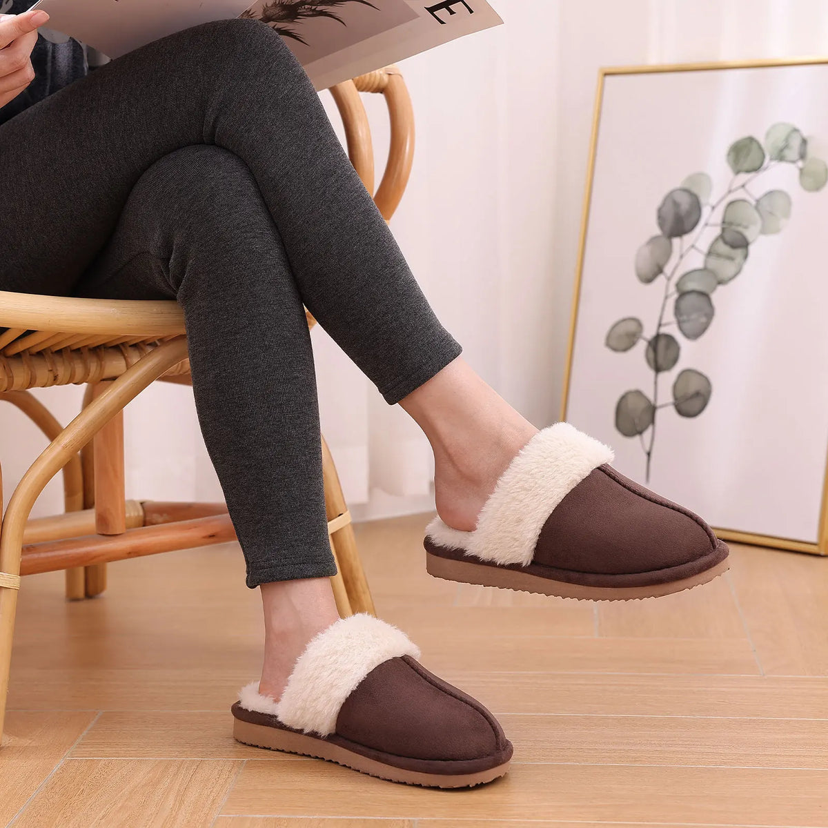 Crestar Winter Home Warm Comfortable Fur Slippers