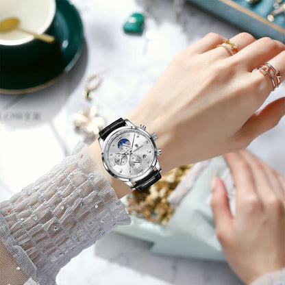 DANA Leather Strap Moon Phase Watch