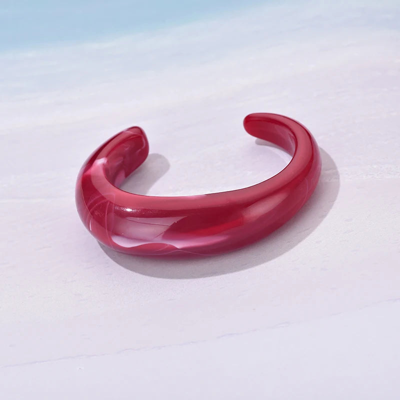 Exaggerated Jelly Colored Curved Cuff Bracelets