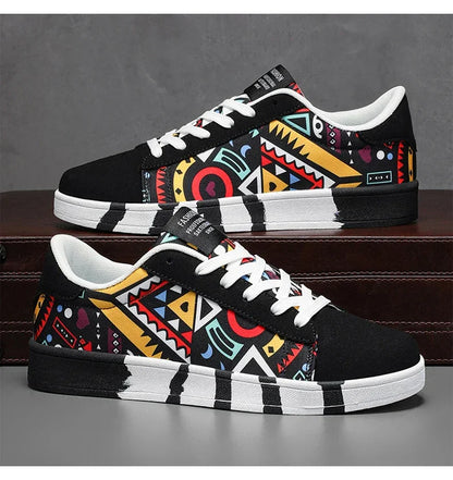 Running Canvas Geometric Style Sneakers