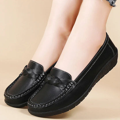 Soft Leather Loafer Flats Slip Flat Shoes