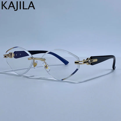 Small Frame Hexagon Rimless Sunglasses
