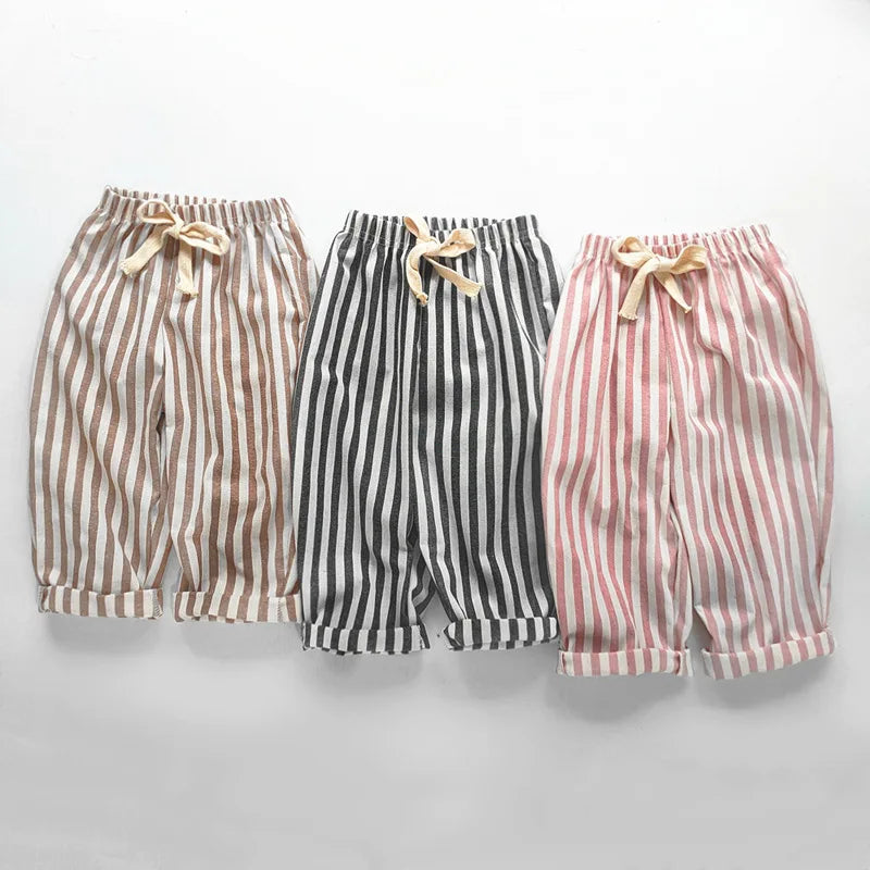 Linen Cotton Stripe Summer Pants