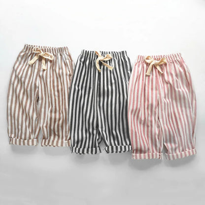 Linen Cotton Stripe Summer Pants