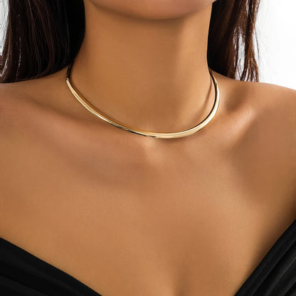 Punk Smooth Metal Round Torques Choker Necklace