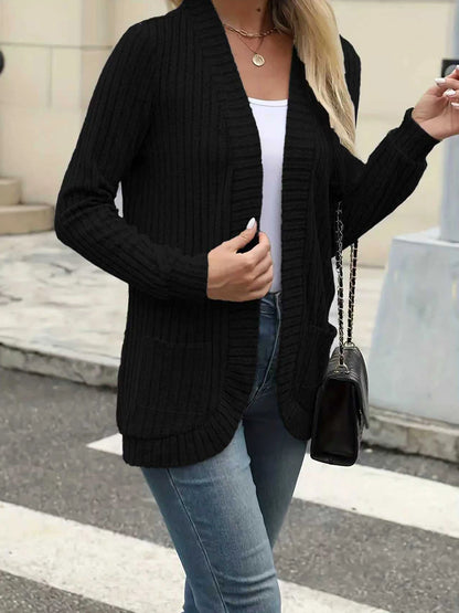 Stripe brushed cardigan jacket