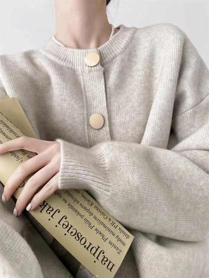 O-neck Loose Cardigans Single Breasted Sweaters