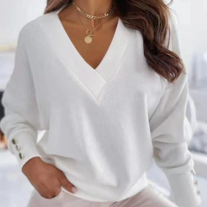 Long Sleeve Knitted V-neck Jumper Sweaters