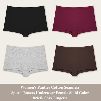 4PCS Cotton Seamless Sports Boxers Underwear  Briefs Cozy Lingerie XS-XL