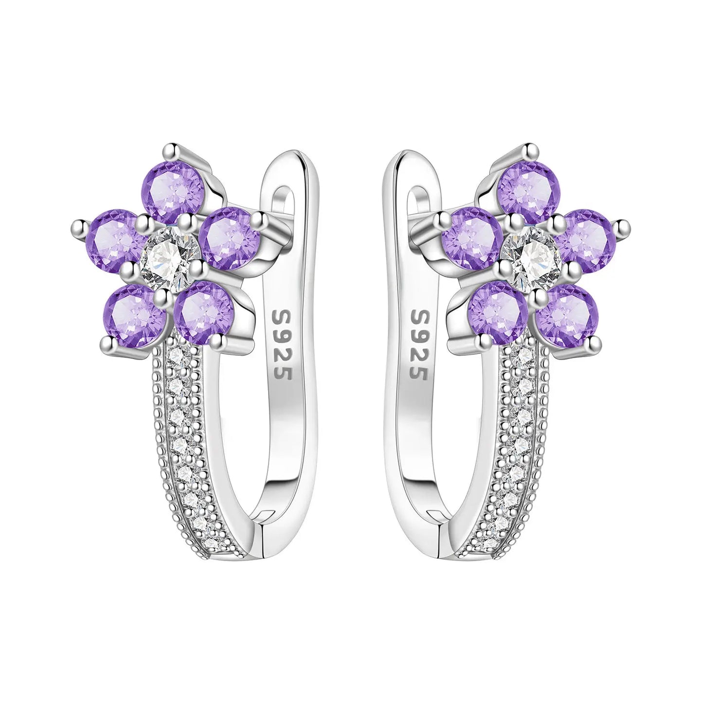 Orstarry Original 925 Sterling Silver Blue Iris Flower Earrings
