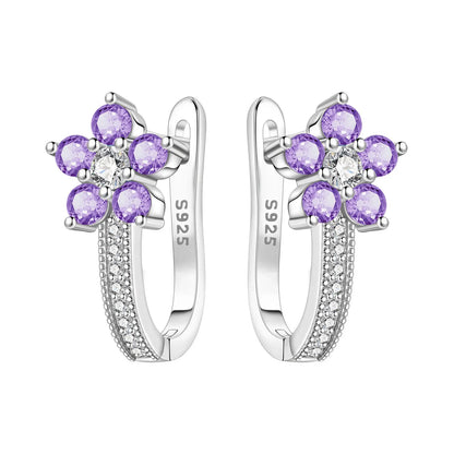 Orstarry Original 925 Sterling Silver Blue Iris Flower Earrings