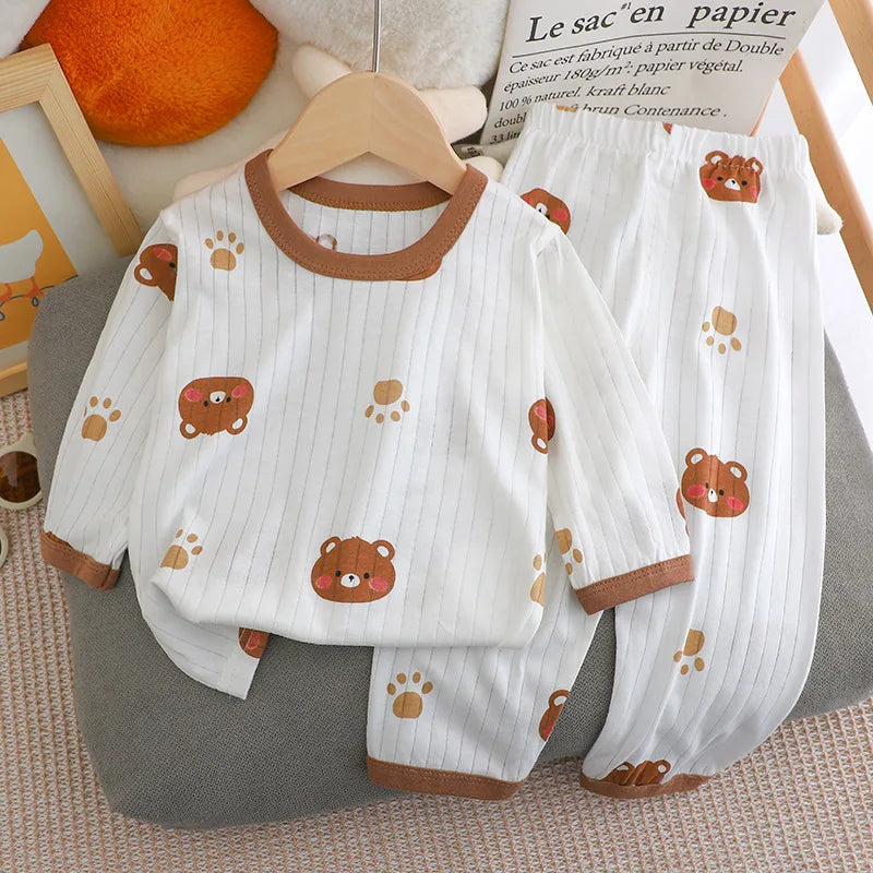 Baby Long-sleeved Cotton Thin Pajamas Set