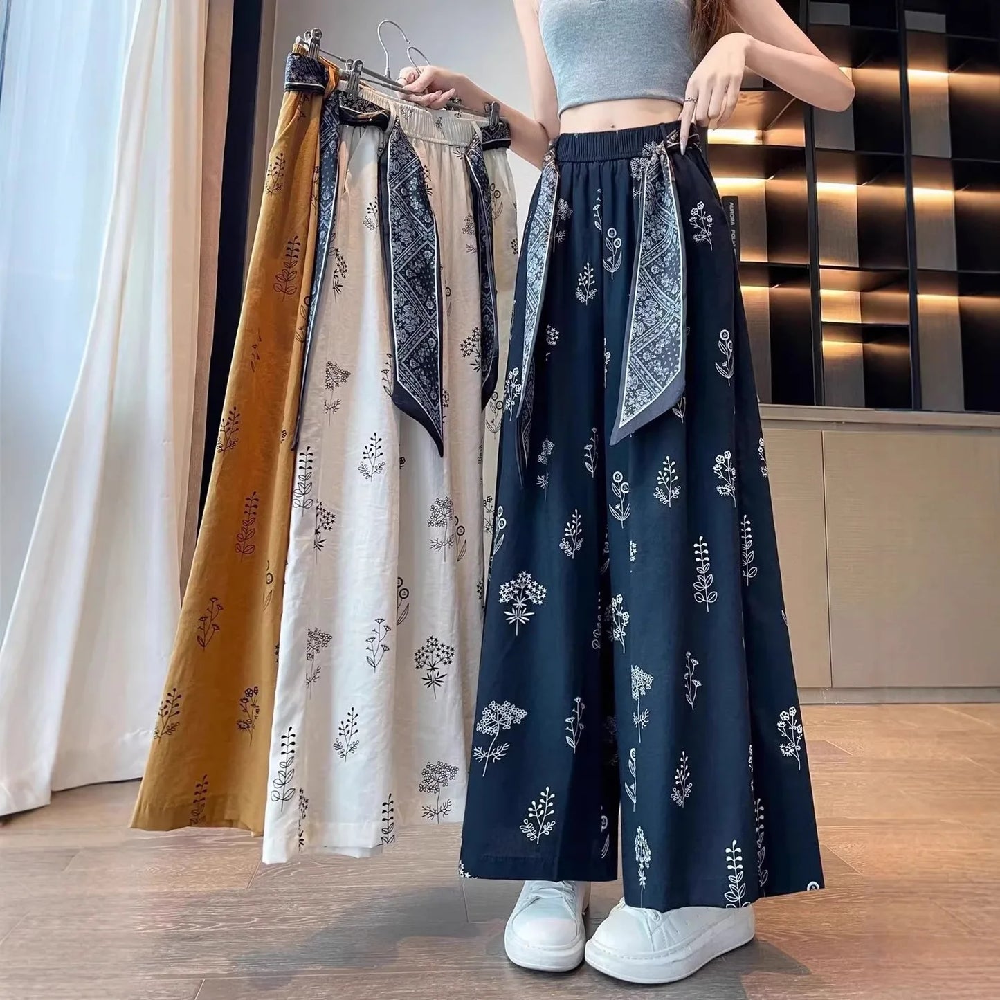 Retro Comfortable Pants Printed Thin Office Pants