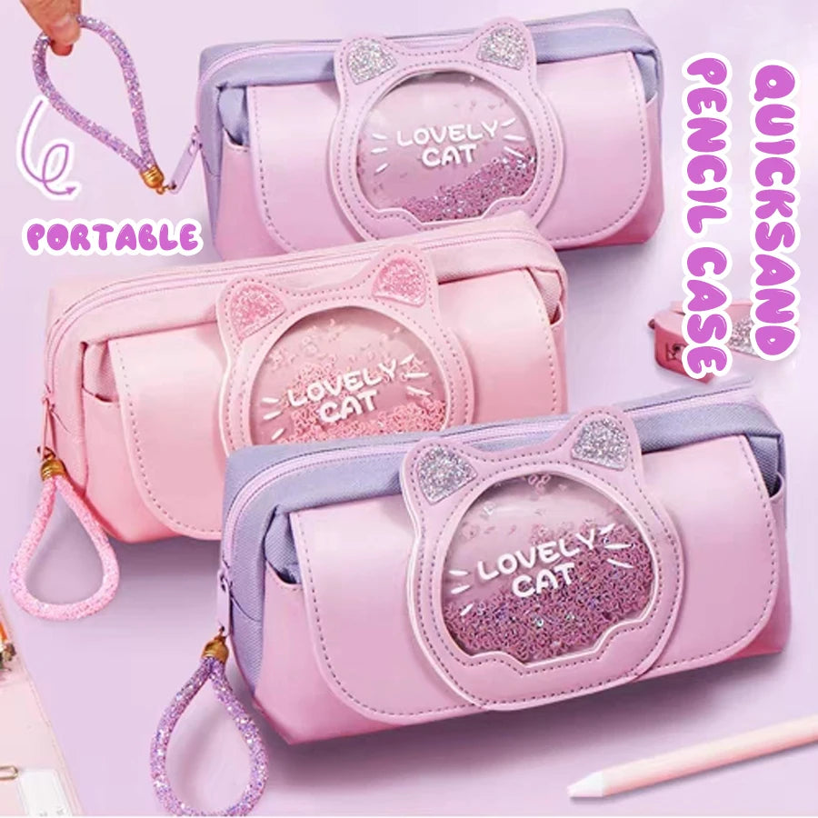Kawaii Quicksand Pencil Case Large Capacity Pen Box
