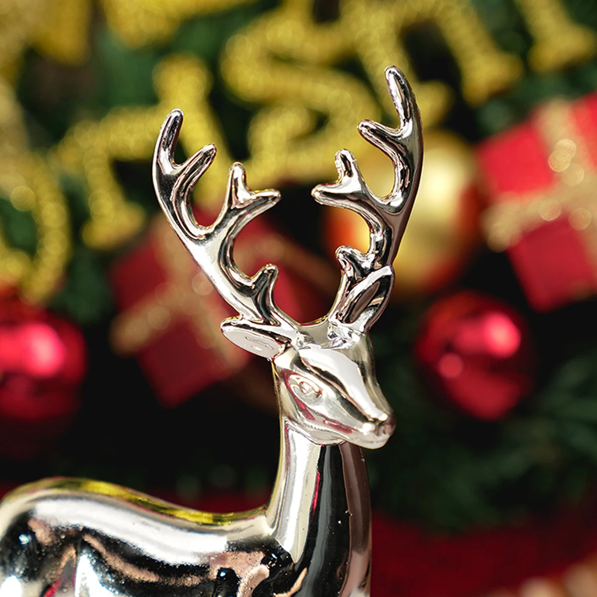Gold Deer Statue Reindeer Figurines Resin Elk