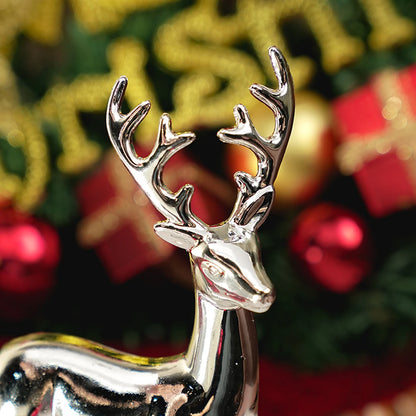 Gold Deer Statue Reindeer Figurines Resin Elk