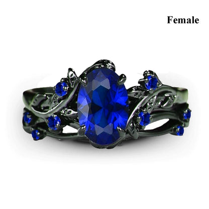 Charm Couple Romantic Purple Rhinestones CZ Rings Set