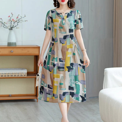 Bata informal de manga corta estilo boho, vestido largo