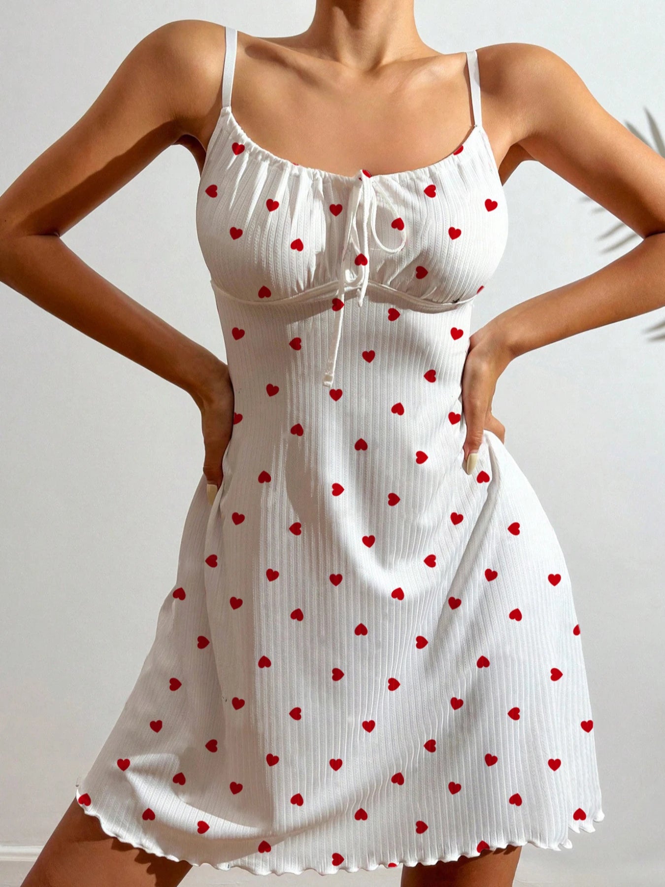 Sexy Nightdress  Heart Printed Mini Dress Lingerie Pyjamas