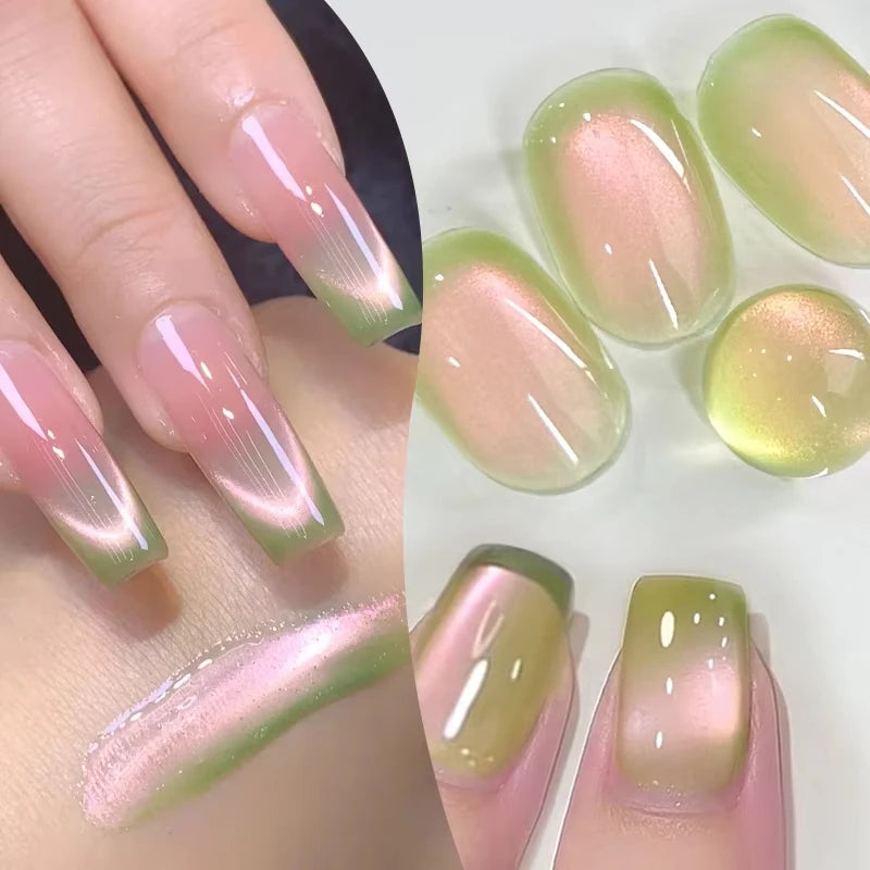 10ml Green Emerald Cat Magnetic Gel Eye Gel Polish Glass Bead Soak Off