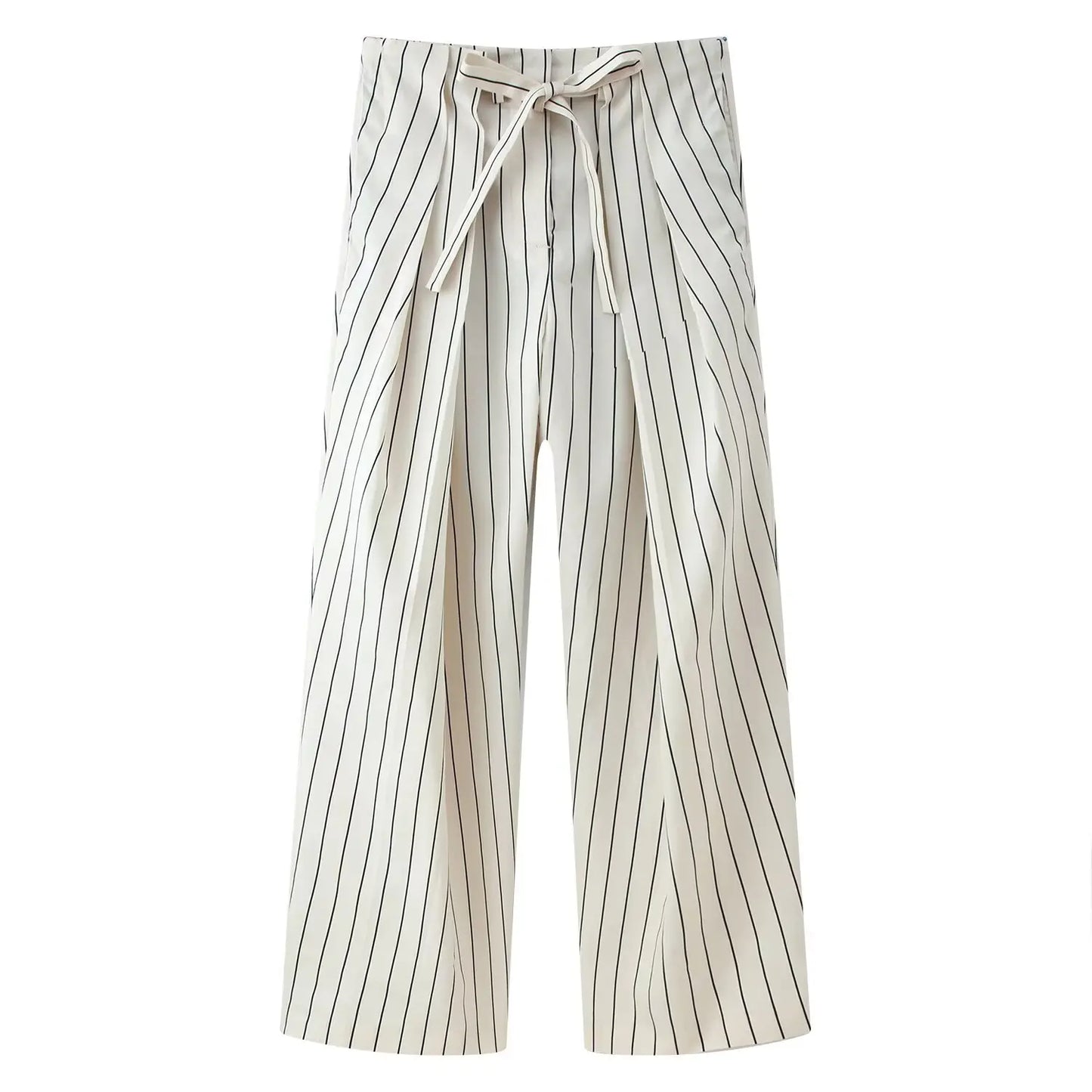 Chic Striped Suit Single Breasted Loose Wide Leg Long Pants