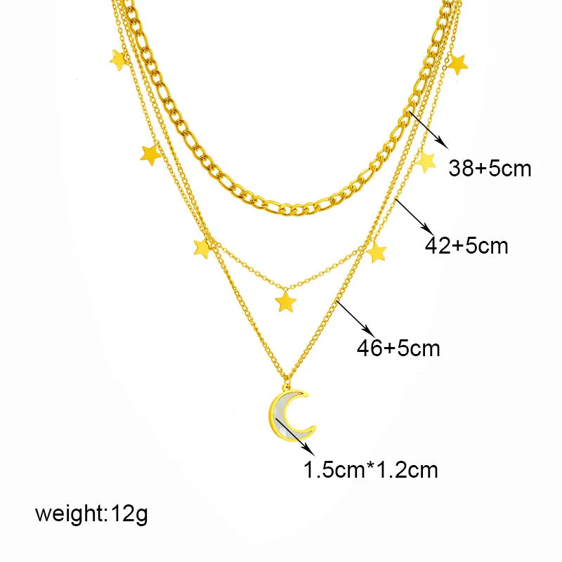 Stainless Steel Butterfly Moon Lock Blue Eyes Necklace