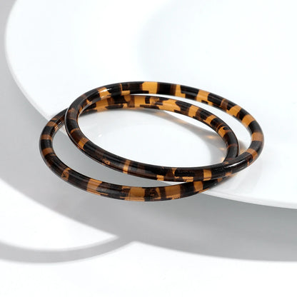 Leopard Thin Round Acrylic Bangles Resin Geometric Stackable Bracelets