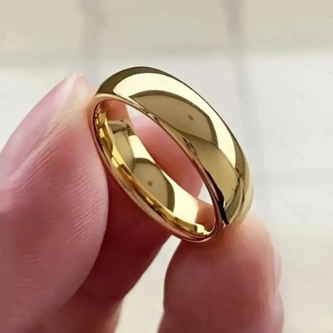 6MM Stainless Steel Classic Gold Rings