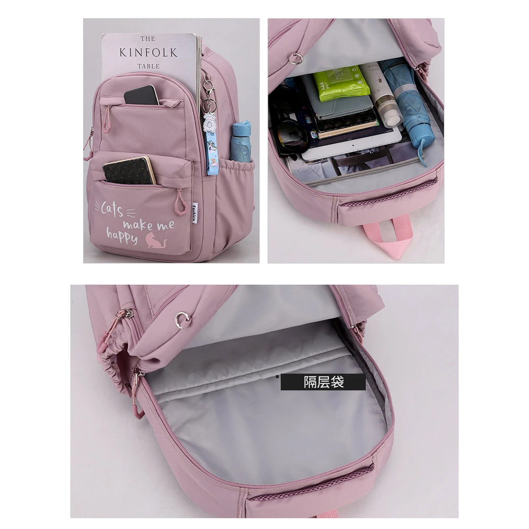 Girl School Bag Backpack Back Pack Pink Schoolbag Kids