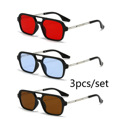 Metal Frame Square Black Rectangle Sunglasses