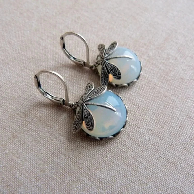 Vintage Bronze Dragonfly Drop Earrings
