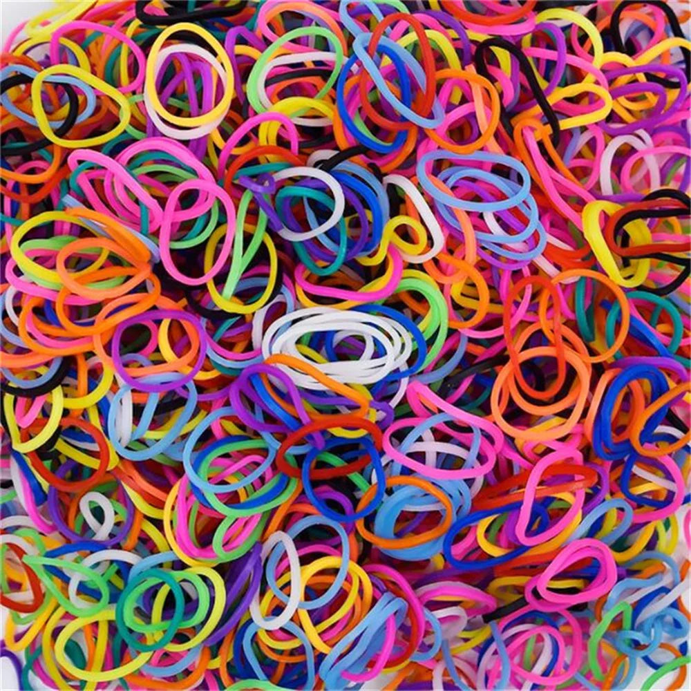 600Pcs Color Rubble Loom Wristbands Kit Elastic Weaving Lacing Craft