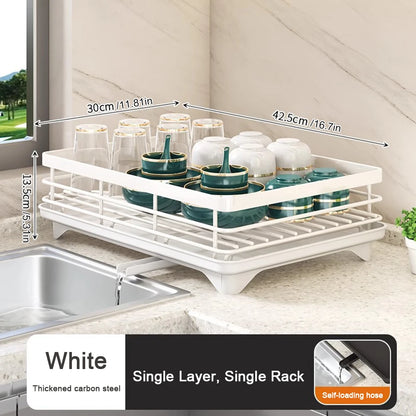 Adjustable Steel 2 Tier Plates Organizer Dish Bowl Drainer