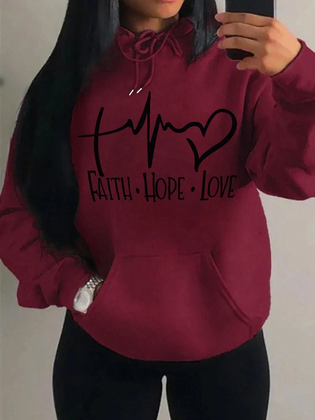 Faith Hope Love Letter Graphic Fleece Pullover